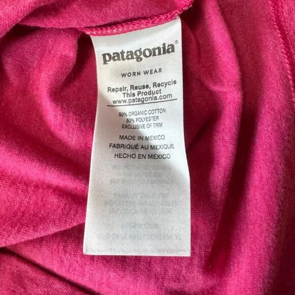PATAGONIA Pink Logo T-Shirt Girls M 10 Medium Organic Cotton Long Sleeve Tee Top - Picture 6 of 6